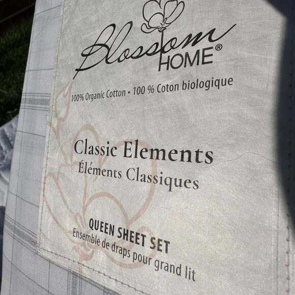 BLOSSOM HOME Organic Cotton Sheet Set Queen Grey Classic Plaid - Picture 9 of 15